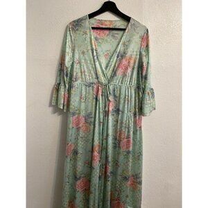 Vintage M Coquette AOP Floral Babydoll Robe Fairy Dainty Peignoir Hollywood F38